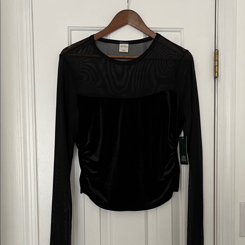 NWT wild fable Black Sheer Long Sleeve Blouse